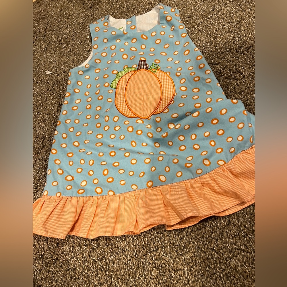 Blue and Orange Polka Dot Pumpkin Dress